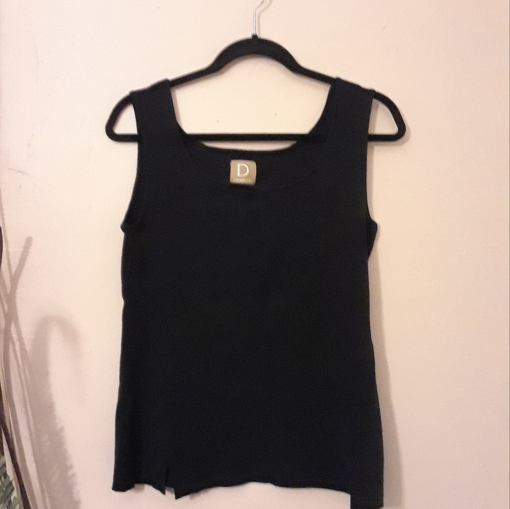 Damask Womens Black Sleeveless Tank Top Size Small Cotton Blend Athletic Casual